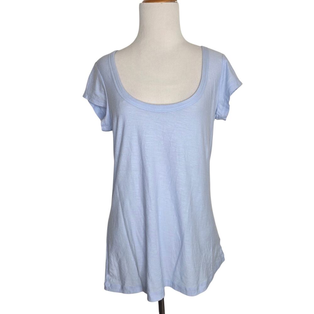 NWT James Perse Womens Short Sleeve Tee Size 4 XL Scoop Neck Blue Soft Casual